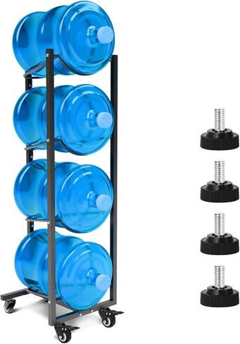 5 Gallon Water Jug Holder with 4 Wheels 4 Tier 5 Gal Water Bottle Storage Rack Stand for Home Kitchen Office Gym Garage in Kuwait