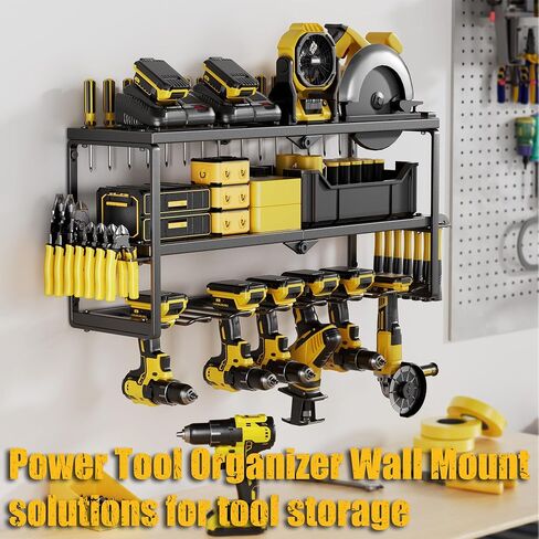 منظم أدوات الطاقة، 7 حامل مثقاب لتنظيم الأدوات والتخزين والتنظيم للمرآب، رف أدوات معدني شديد التحمل لأدوات الطاقة اللاسلكية مناسبة للوحة المفاتيح/ورشة العمل in Kuwait