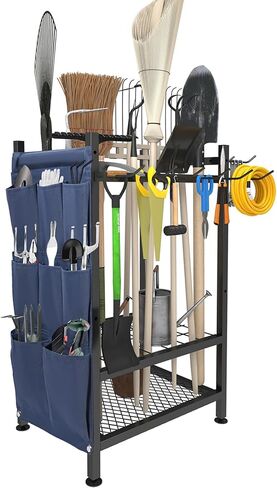 Garden Tool Organizer, Garden Yard Tool Rack for Garage, Garage Organization and Storage, Metal Yard Tools Storage up to 46 Tools/Rake/Broom/shovel/, Suitable for Garage, Yard, Patio, Shed in Kuwait