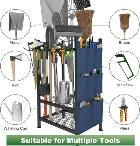 Garden Tool Organizer, Garden Yard Tool Rack for Garage, Garage Organization and Storage, Metal Yard Tools Storage up to 46 Tools/Rake/Broom/shovel/, Suitable for Garage, Yard, Patio, Shed in Kuwait