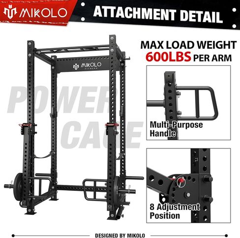 Mikolo 3"x3" Power Cage, 2000lbs Power Cage, Multi-Function Power Rack, Commercial Squat Rack for Home Gym with 3x3 Attachment Set, Jammer Arm, Lever Arm, Lat Pulldown, Leg Extension and Curl in Saudi Arabia