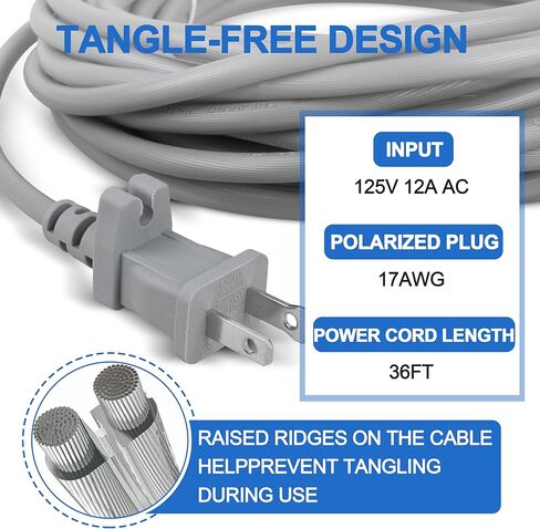 36FT Vacuum Power Replacement Cord for Shark Navigator/Rotator Lift-Away Pro Upright Vacuums - Fits NV355 NV356 NV357 NV501 NV450 UV400 UV540 NV36 NV60 NV80 NV360 NV370 NV585 NV341 NV402 NV502 Ect in Kuwait