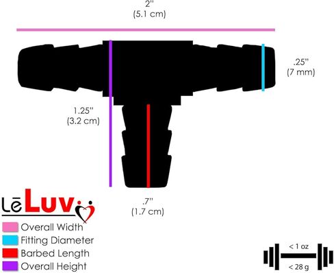 LeLuv T-Connector 1/4 بوصة جزء تركيب خرطوم شائك لخراطيم مضخة التفريغ in Kuwait