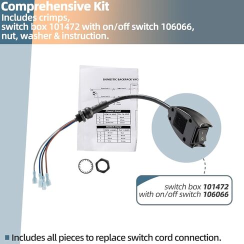101610 Switch Cord Compatible with Pro Team Backpack Vacuum Parts - Vac Accessories Replacement Compatible with Pro Team Cylindrical Backpack Vacuum Cleaner 120V Switch Cord Assembly in Kuwait