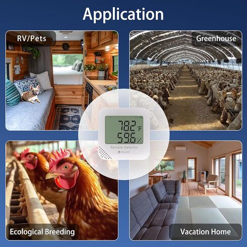 Remote WiFi Temperature & Humidity Sensor, No Subscription 24/7 Remote Temp Monitor with Email, Text Alerts, Sound & Light Alarm, Idea for RV, Pet, Greenhouse, Farm, Freezer, Server Room in Saudi Arabia
