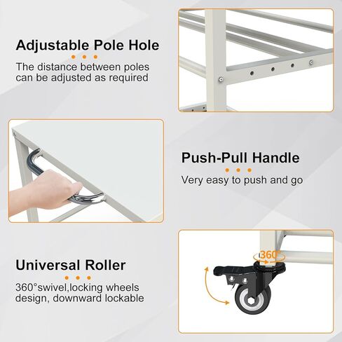 Demao 3D Printer Filament Storage Rack, 3-Tier 3D Printer Cart with Lockable Universal Wheels,Heavy Duty Metal 3D Filament Storage Rack for 3D Printing Filaments-White in Kuwait