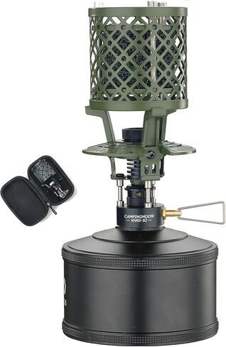 سخان غاز سطح المكتب Campingmoon مع علبة فارغة قابلة لإعادة التعبئة 110G للتخييم في الهواء الطلق T-Gasware Collaboration Limited Edition Black BKNX-92/BKTC-35 in Kuwait