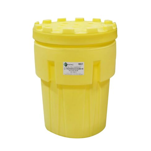 Enpac 95 Gallon Poly-Overpack Salvage Drum, 100% Polyethylene, Screw on Lid, UN/DOT/OSHA/EPA Compliant, Made in the USA, Yellow in Saudi Arabia
