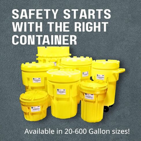 Enpac 95 Gallon Poly-Overpack Salvage Drum, 100% Polyethylene, Screw on Lid, UN/DOT/OSHA/EPA Compliant, Made in the USA, Yellow in Saudi Arabia