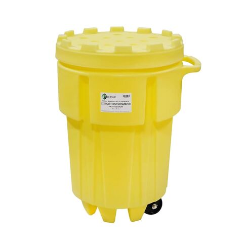 Enpac 95 Gallon Poly-Overpack Salvage Drum, 100% Polyethylene, Screw on Lid, UN/DOT/OSHA/EPA Compliant, Made in the USA, Yellow in Saudi Arabia