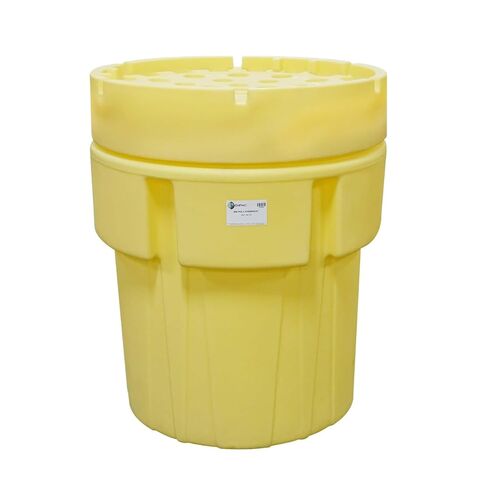 Enpac 95 Gallon Poly-Overpack Salvage Drum, 100% Polyethylene, Screw on Lid, UN/DOT/OSHA/EPA Compliant, Made in the USA, Yellow in Saudi Arabia