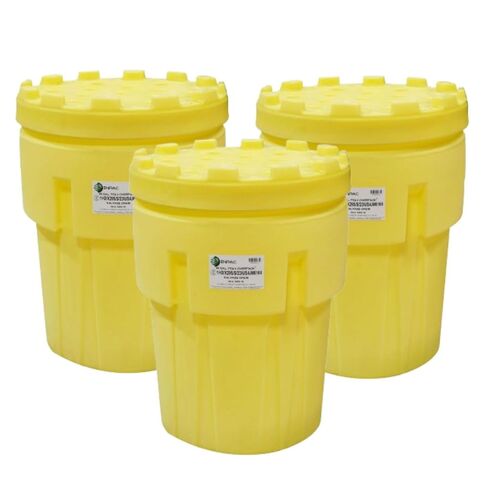 Enpac 95 Gallon Poly-Overpack Salvage Drum, 100% Polyethylene, Screw on Lid, UN/DOT/OSHA/EPA Compliant, Made in the USA, Yellow in Saudi Arabia