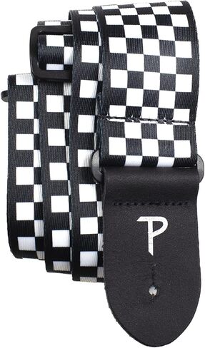 Perri's Leathers Leather Guitar Strap, 39"-58", Black & White, Polyester, Fits Electric, Jacquard, Adjustable, Cool Acoustic Guitar Straps for Electric & Bass in Saudi Arabia