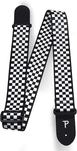Perri's Leathers Leather Guitar Strap, 39"-58", Black & White, Polyester, Fits Electric, Jacquard, Adjustable, Cool Acoustic Guitar Straps for Electric & Bass in Saudi Arabia