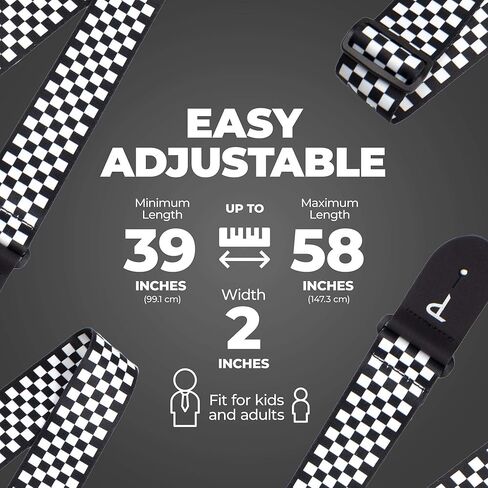 Perri's Leathers Leather Guitar Strap, 39"-58", Black & White, Polyester, Fits Electric, Jacquard, Adjustable, Cool Acoustic Guitar Straps for Electric & Bass in Saudi Arabia