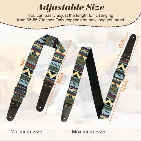 Guitar Strap, 2" Embroidery Guitar Straps with Leather Ends, Vintage Embroidered Guitar Straps in Kuwait