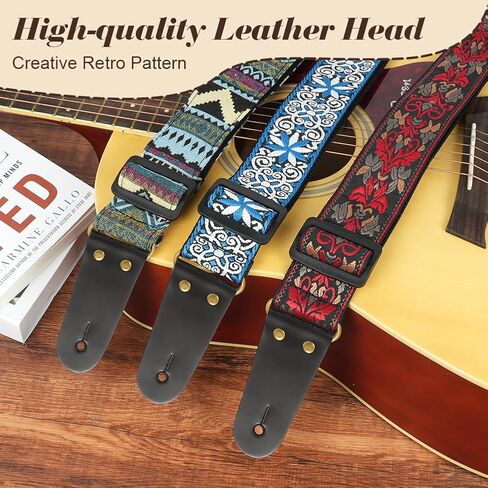Guitar Strap, 2" Embroidery Guitar Straps with Leather Ends, Vintage Embroidered Guitar Straps in Kuwait