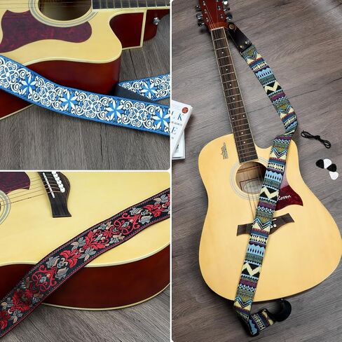 Guitar Strap, 2" Embroidery Guitar Straps with Leather Ends, Vintage Embroidered Guitar Straps in Kuwait