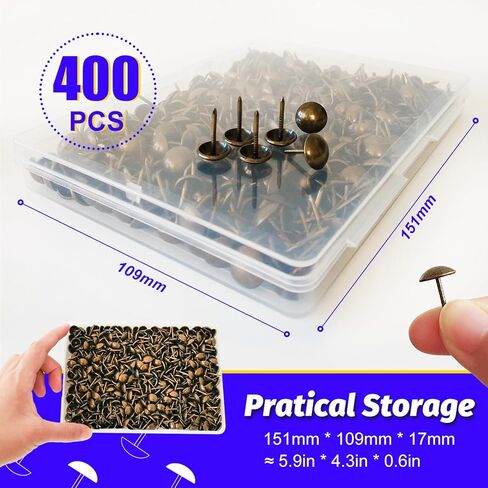 400 PCS Upholstery Tacks Upholstery Pins, Sofa Nails,7/16" Head x 11/16" Long Diameter Upholstery Nails Decorative Tacks for Furniture in Saudi Arabia