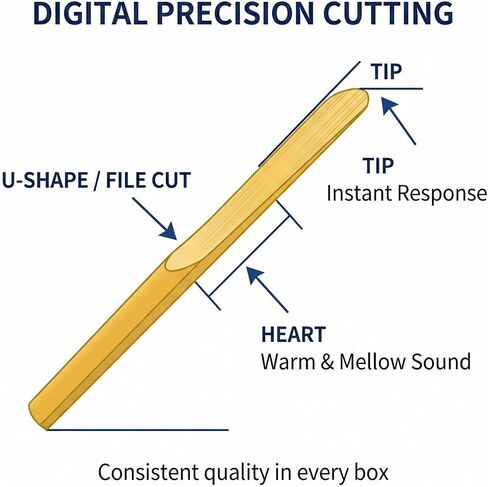 Bb Clarinet Reeds Strength 2.5-10 Pack B من قصب الكلارينيت المسطحة، مغلفة بشكل فردي بحافظة بلاستيكية - نغمة احترافية واضحة، مثالية للمبتدئين والطلاب وفرقة المدرسة in Kuwait