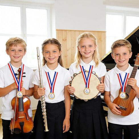 K1tpde Music Gold Medals for Kids - 30PCS Gold Medal for Award with Neck Ribbon Winner Prize Bulk Gift for Student, Music Trophy Award Necklace for School Sport Event Talent Show Trophy Party Favor in Kuwait