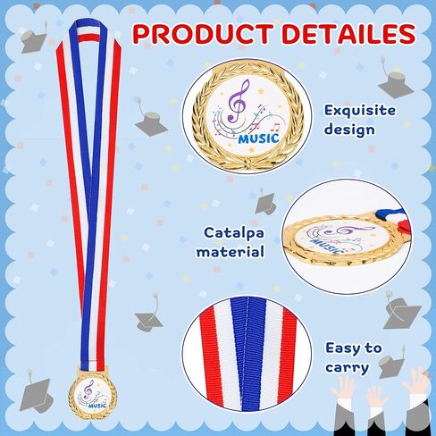 K1tpde Music Gold Medals for Kids - 30PCS Gold Medal for Award with Neck Ribbon Winner Prize Bulk Gift for Student, Music Trophy Award Necklace for School Sport Event Talent Show Trophy Party Favor in Kuwait