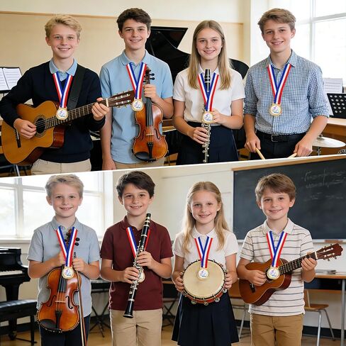 K1tpde Music Gold Medals for Kids - 30PCS Gold Medal for Award with Neck Ribbon Winner Prize Bulk Gift for Student, Music Trophy Award Necklace for School Sport Event Talent Show Trophy Party Favor in Kuwait