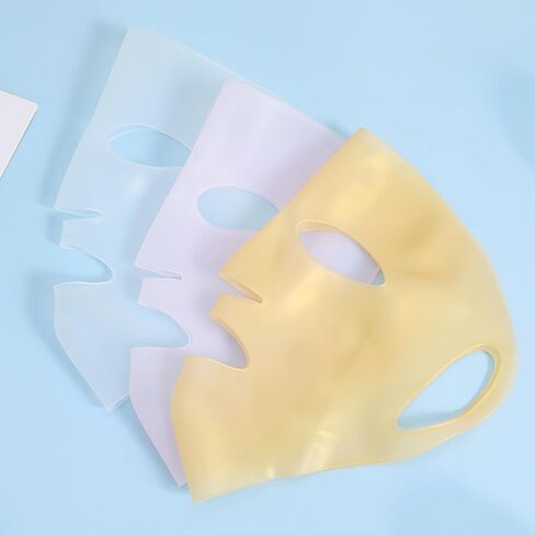 HOMSFOU Reusable Silicone Face Mask Cover 3 Pcs Set (white, Gold, Pink) for Women – Facial Sheet Mask Holder to Prevent Evaporation and Enhance Skincare Treatment in Saudi Arabia