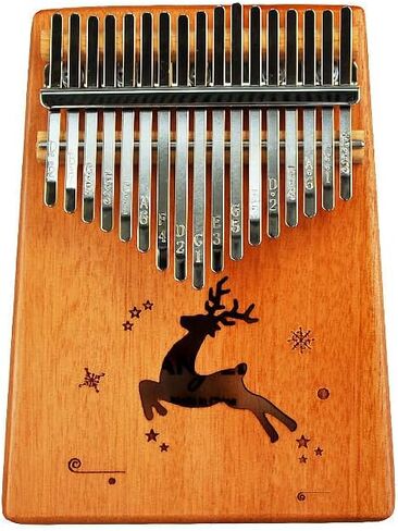 Angel ARK-N 17-Key Mahogany Kalimba Thumb Piano for Beginners with Tuning Hammer and Carrying Case - Reindeer Design in Kuwait