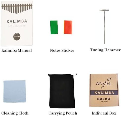 Angel ARK-N 17-Key Mahogany Kalimba Thumb Piano for Beginners with Tuning Hammer and Carrying Case - Reindeer Design in Kuwait