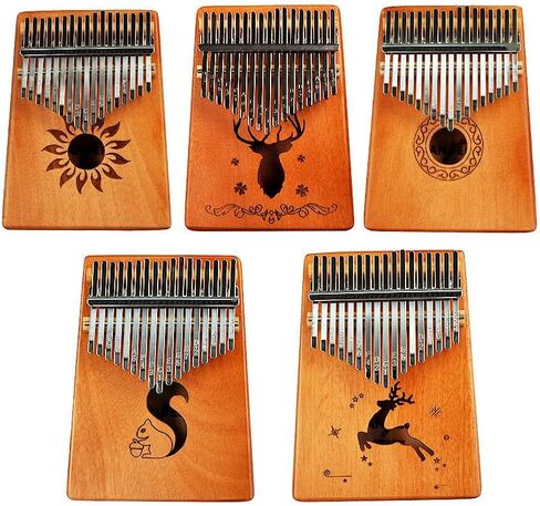 Angel ARK-N 17-Key Mahogany Kalimba Thumb Piano for Beginners with Tuning Hammer and Carrying Case - Reindeer Design in Kuwait