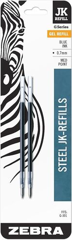 Zebra Pen G-Series Stainless Steel Gel Ink Pen JK-Refill, Medium Point, 0.7mm, Black Ink, 2-Pack in Saudi Arabia