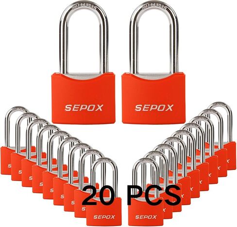SEPOX® 1-9/16" All-Weather Outdoor Padlocks Keyed Alike, 1-3/4" Long Shackle, Solid Steel Lock, Heavy-Duty with Black Cover, Design for Gate Fence Cabinet Toolbox School Gym Locker with 2pcs Same Key in Kuwait