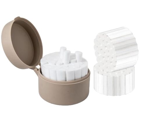 Dental Cotton Roll Round Holder with 100/Pcs Cotton Rolls, Organizer for Dental Cotton Rolls 3.5" (White) in Kuwait
