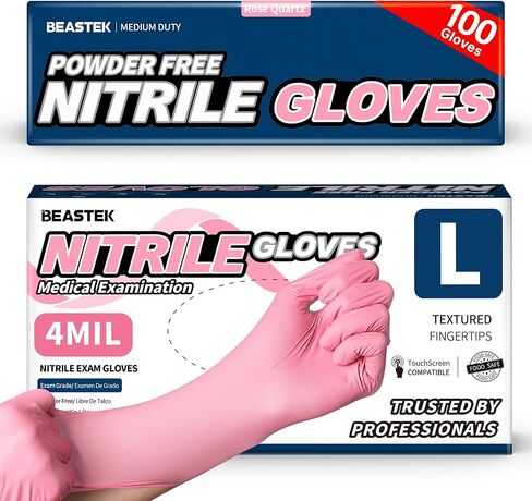 Beastek Nitrile Disposable Exam Gloves, 4Mil 100 Ct Powder-Free Latex-Free Food-Safe for Cooking Medical Esthetician, Orchid in Kuwait