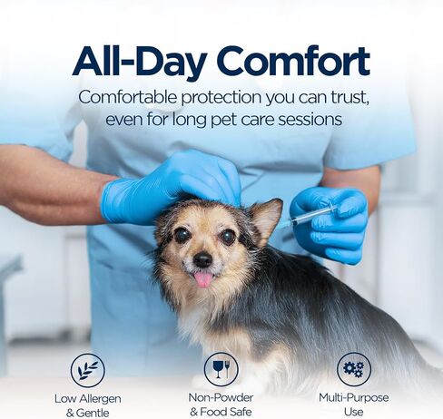 100 Count, Blue Nitrile Exam Gloves, Disposable Gloves Latex Free for Medical Care, First Aid, Cleaning, Food Prep in Kuwait