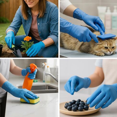 100 Count, Blue Nitrile Exam Gloves, Disposable Gloves Latex Free for Medical Care, First Aid, Cleaning, Food Prep in Kuwait