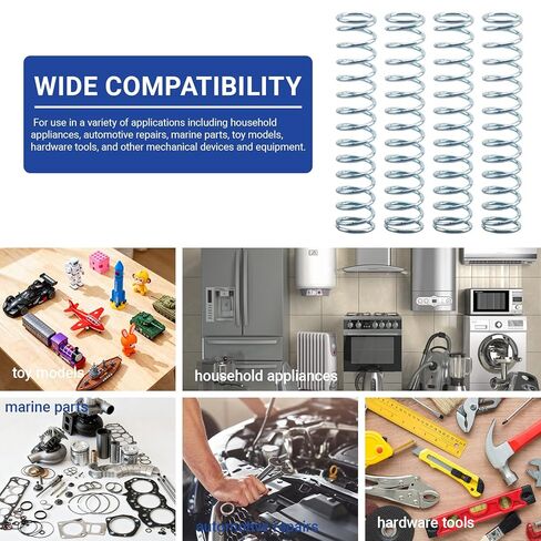 9712 Compression Spring, Nickel-Plated Finish,Spring Steel Construction, 0.051 inch Wire Diameter x 9/16 inch OD x 3 inch Long, for Appliances, Automotive, Industrial Machinery (4-Pack) in Kuwait