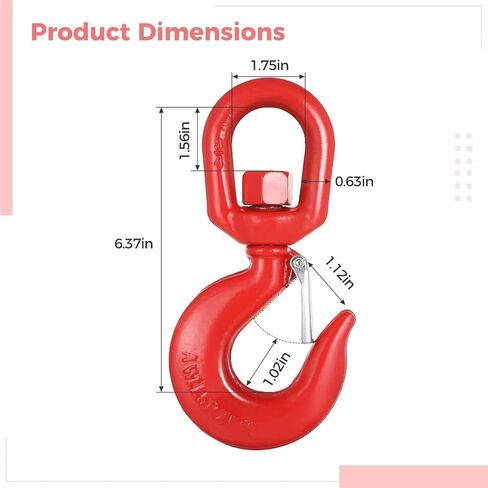 1pcs 3 Tons Swivel Lifting Hook Crane Swivel Hook with Safety Latch G80 Alloy Steel Rigging Hook for Lifting Rotatable Eye Hook in Saudi Arabia