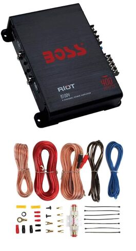BOSS Audio Systems R1004 Riot 400W 4-Channel Class A/B 2 Ohm Stable Full Range Car Audio High Power Amplifier with 8 Gauge Amp Installation Wiring Kit in Saudi Arabia