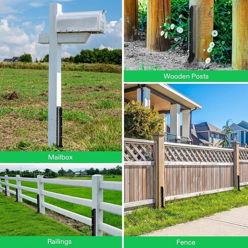 VIVOSUN Fence Post Repair Kit, Heavy-Duty Ground Spike with Gloves for Repairing Tilted or Broken Wood Posts (4 Pack, Black) in Saudi Arabia