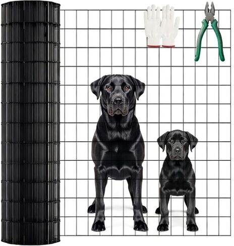 (36 in x 50 ft) Garden PVC Welded Wire Fence, Mesh Size 2 in x 3 in, 16-Gauge Welded Wire Fence, Poultry Protection Animal Fence, Includes Gloves and Pliers in Kuwait