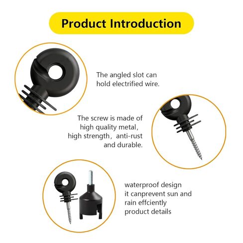 110 قطعة من عوازل السياج الكهربائية السوداء المطورة، قطعة واحدة من أداة مقبس العازل المجانية، وقفازات واحدة، عوازل حلقية لسياج حيوانات المزرعة (ملحقات نظام الشبكة لتربية الحيوانات الإلكترونية) in Kuwait