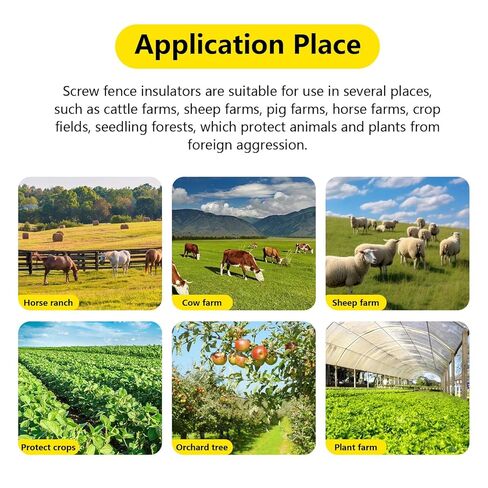 110 قطعة من عوازل السياج الكهربائية السوداء المطورة، قطعة واحدة من أداة مقبس العازل المجانية، وقفازات واحدة، عوازل حلقية لسياج حيوانات المزرعة (ملحقات نظام الشبكة لتربية الحيوانات الإلكترونية) in Kuwait
