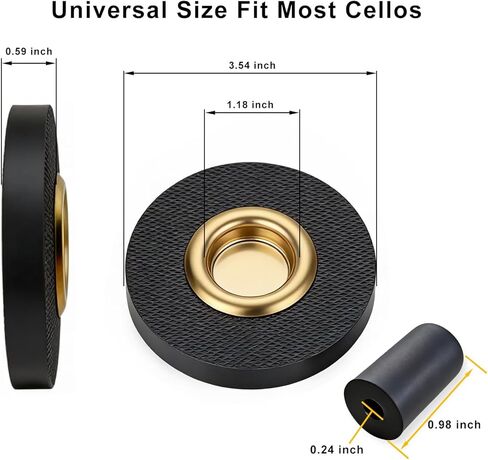 2-Piece Cello Rock Stop (Endpin Anchor) & Endpin Rubber Tip Set With Reinforced Brass Base, Non-Slip Mat, Cello Stopper, Rubber Floor Protectors, Accessories in Saudi Arabia