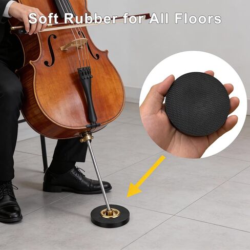 2-Piece Cello Rock Stop (Endpin Anchor) & Endpin Rubber Tip Set With Reinforced Brass Base, Non-Slip Mat, Cello Stopper, Rubber Floor Protectors, Accessories in Saudi Arabia