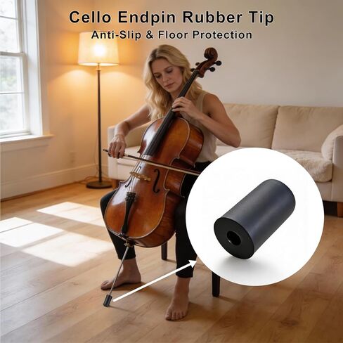 2-Piece Cello Rock Stop (Endpin Anchor) & Endpin Rubber Tip Set With Reinforced Brass Base, Non-Slip Mat, Cello Stopper, Rubber Floor Protectors, Accessories in Saudi Arabia
