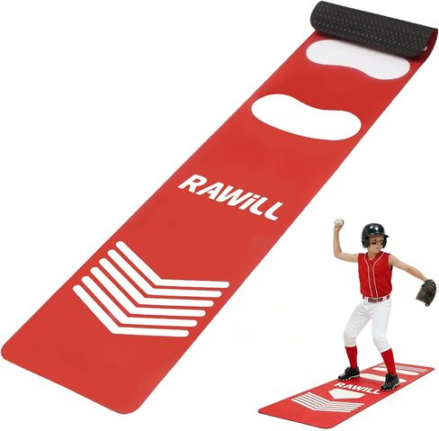 RAWILL Softball Pitching Mat-54 X 12 inch Portableble Pitching Mat with Non-Slip Silicone Backing for Indoor & Outdoor,Batting Stance Practice for Beginners in Kuwait