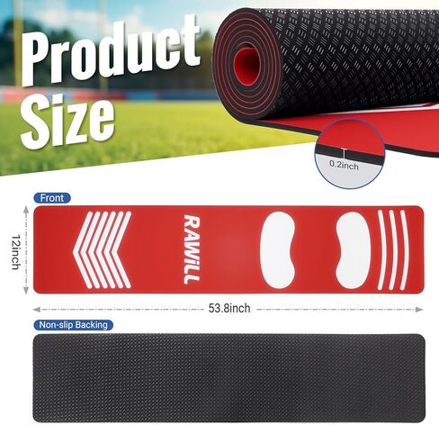 RAWILL Softball Pitching Mat-54 X 12 inch Portableble Pitching Mat with Non-Slip Silicone Backing for Indoor & Outdoor,Batting Stance Practice for Beginners in Kuwait
