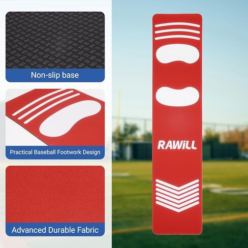 RAWILL Softball Pitching Mat-54 X 12 inch Portableble Pitching Mat with Non-Slip Silicone Backing for Indoor & Outdoor,Batting Stance Practice for Beginners in Kuwait